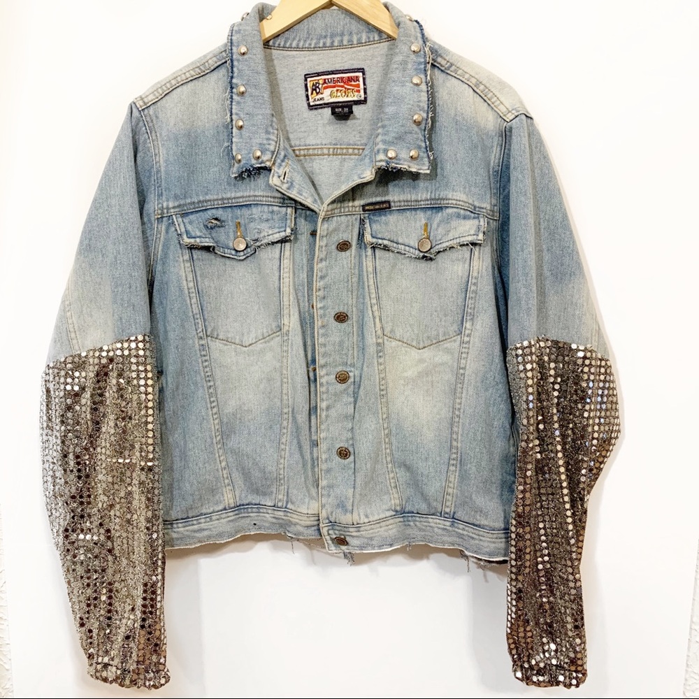Vintage Americana Blues Sequin Jean jacket